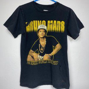 Bruno Mars 2017 Tour 24K Magic World Concert Band Tee Black Size Small